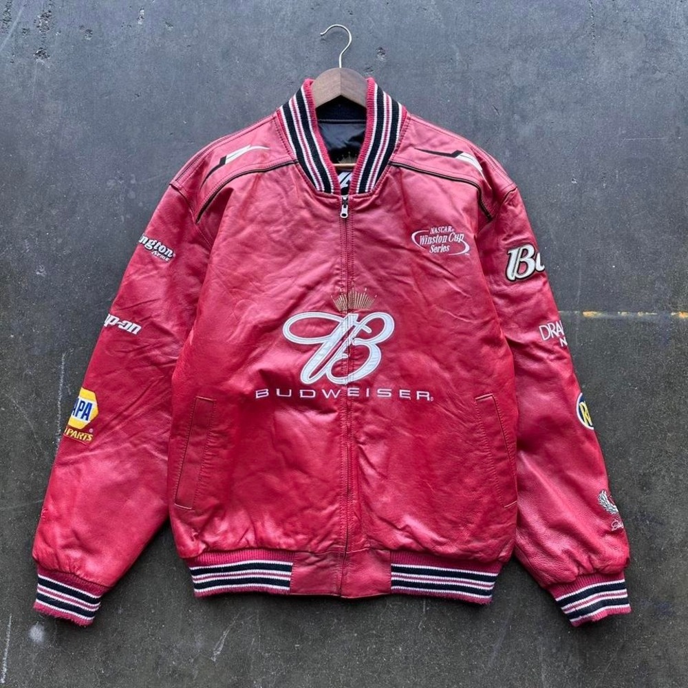 Vintage Budweiser Dale Earnhardt Reversible Leather Jacket Sz Large